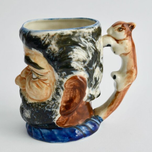 Vintage Pirate Face Mug Winking Beard Ceramic Cup with Squirrel Handle Rare - Picture 4 of 6
